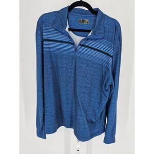 PGA Tour Mens Sz M Long Sleeve Performance Golf Shirt 1/4 Zip Blue